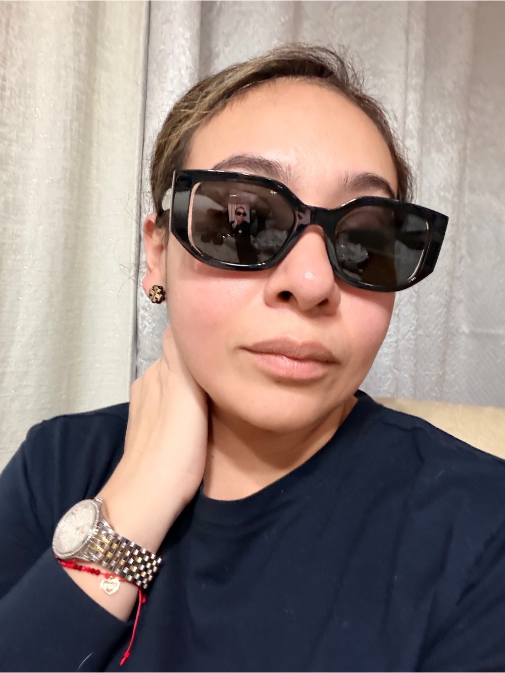 Michael Kors Black Cat-Eye Sunglasses with Dark Lenses